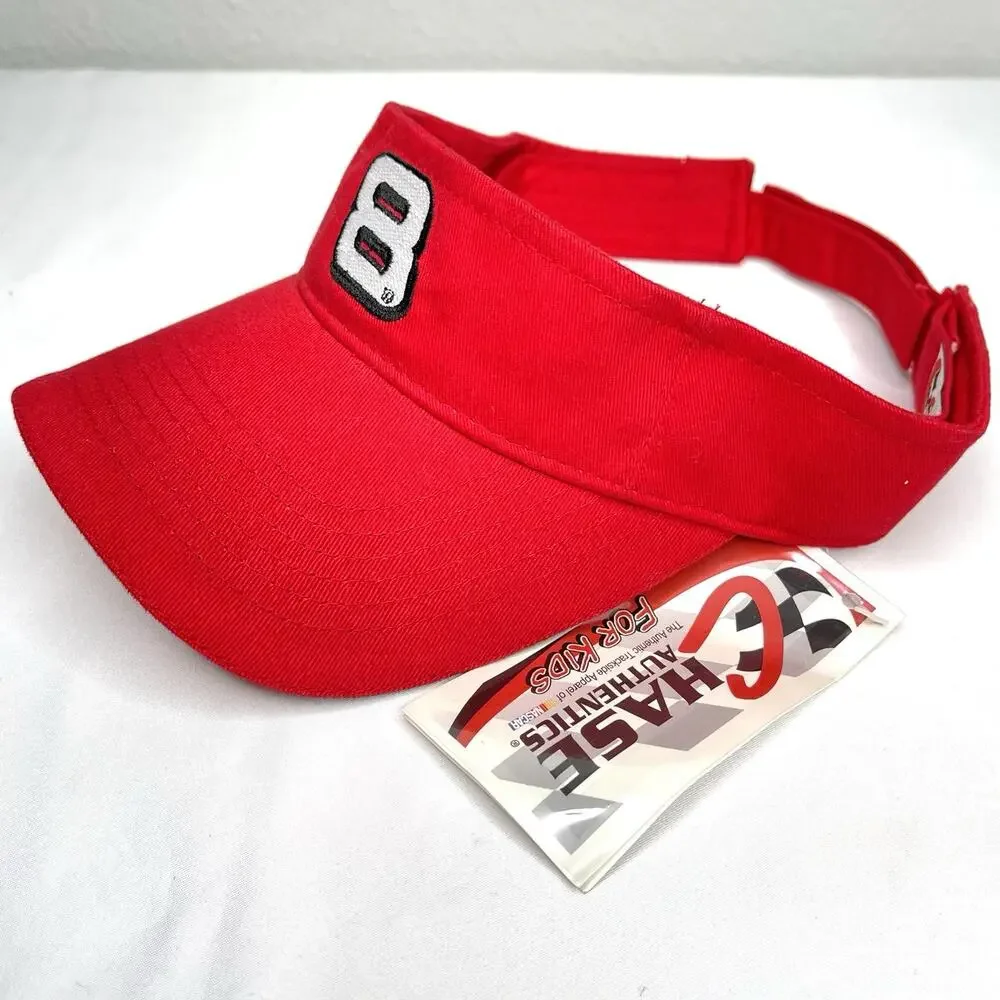 Dale Jr Visor Hat Youth Adjustable Size Red Chase Authentics NWT 100% Cotton